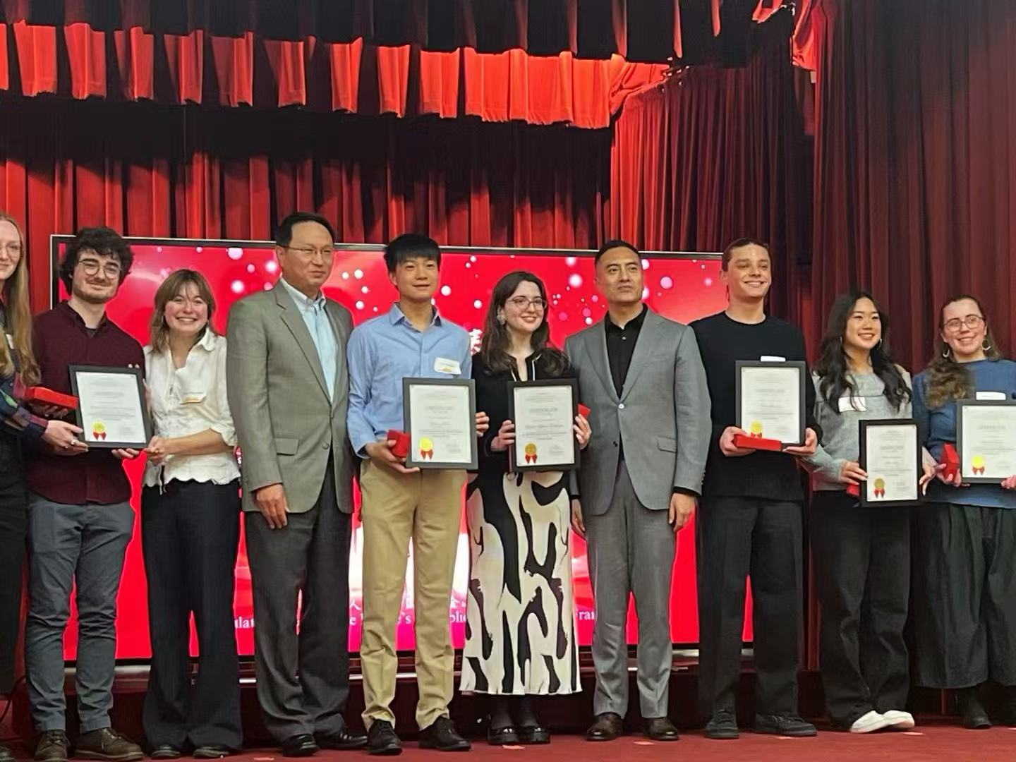 Calvin with other recipients at the My Trip to China video award event